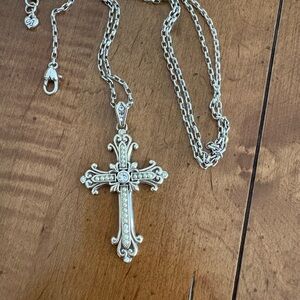Elegant Silver Cross Pendant Necklace